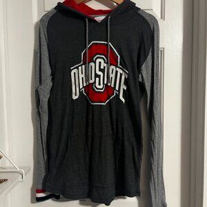 Grey, red and white Ohio State light hoodie